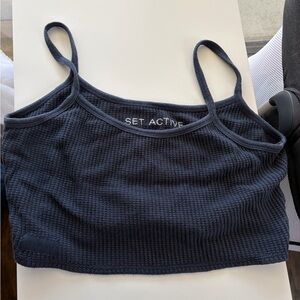 SET Active Navy Ribbed Crop Top